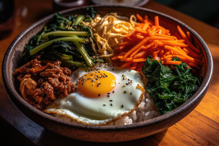 Fragrant Bowl Of Bibimbap With Assorted Veggiesの素材