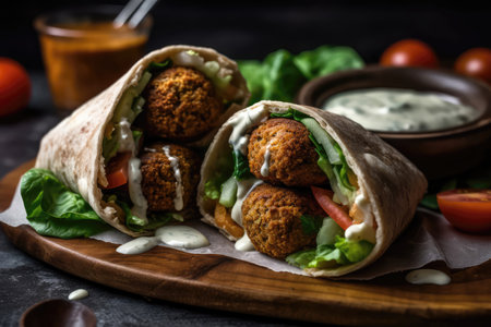 Satisfying Falafel Wrap With Tahini Sauceの素材