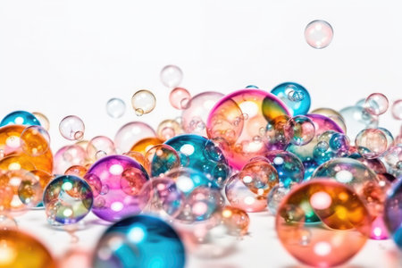 Soap Bubbles On White Backgroundの素材