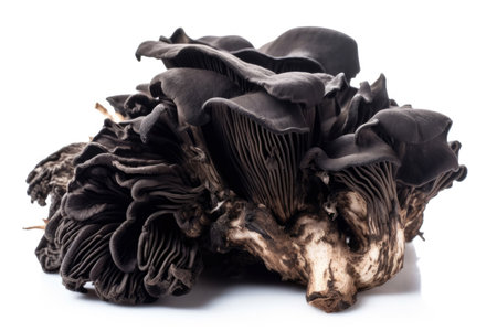Black Trumpet Mushroom Craterellus Cornucopioides On White Backgroundの素材