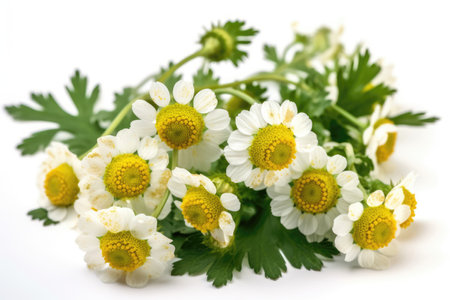 Feverfew On White Backgroundの素材