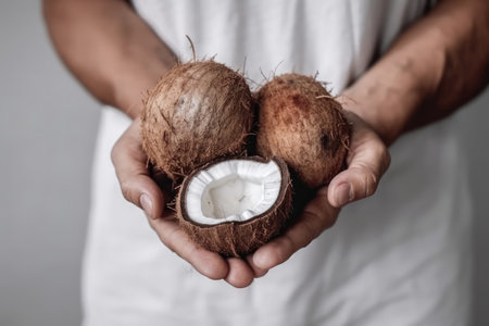 Handful Coconut On White Backgroundの素材