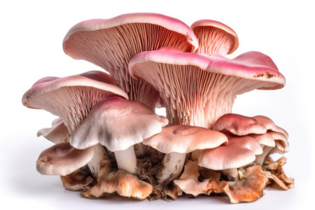 Pink Oyster Mushroom Pleurotus Djamor On White Backgroundの素材