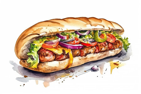 Watercolor Drawing Kebab On White Backgroundの素材