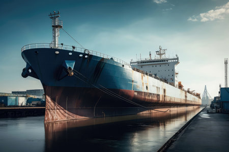 Gas Tanker At Loading Dock, Marine Cargo Handlingの素材