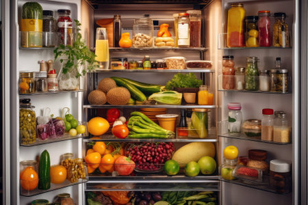 Refrigerator With International Food, Spices, And Exotic Ingredientsの素材