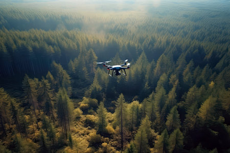 Drone Flying Over Forest To Capture Aerial Footageの素材