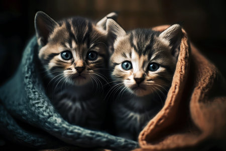 Animal Fostering Fostering Kittens Or Puppies In Cozy Blanketの素材