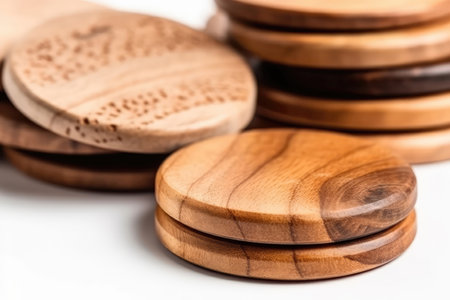 Coasters Wooden On White Backgroundの素材