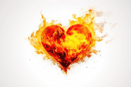 Fire Heart Sign On White Backgroundの素材