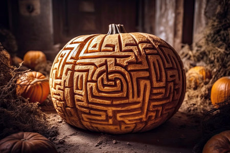 Labyrinth Carved Into Pumpkinの素材