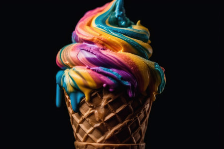 Cone With Rainbowcolored Swirls Of Ice Cream. Ice Cream Day Celebrationの素材