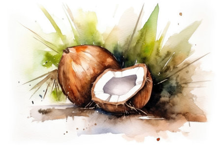 Beautiful Watercolor Drawing Cocona On A White Background, Minimalist Styleの素材