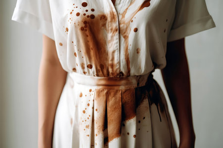 Coffee Stains On Womans White Dressの素材