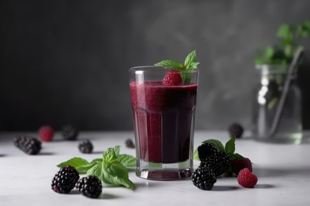 Blackberry Smoothie On White Backgroundの素材