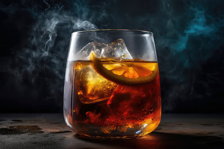 Glass Of Nitrogeninfused Iced Tewith Swirling Mist And Flavorsの素材
