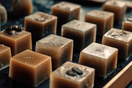 Closeup Of Nitrogenfrozen Coffee Cubes Ready To Be Added To Drinksの素材
