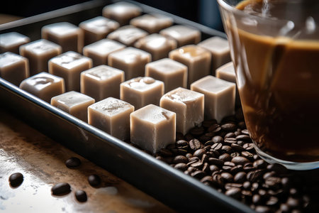 Closeup Of Nitrogenfrozen Coffee Cubes Ready To Be Added To Drinksの素材