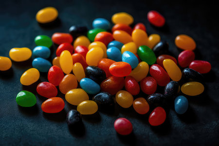Group Of Colorful Jellybeans Forming Smiley Faceの素材