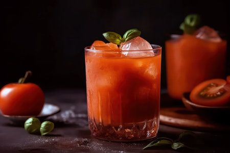 Refreshing Tomato Smoothie With Ice Cubes On Hot Dayの素材