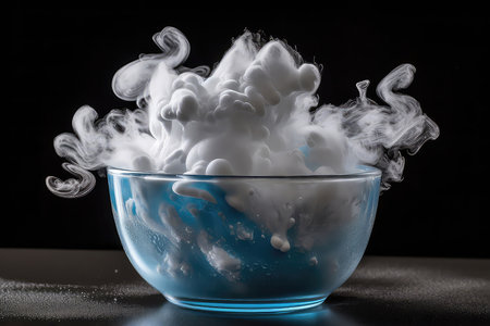 Frozen Clouds Of Nitrogen Gas Swirling Around An Ice Cream Cupの素材