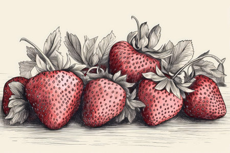 Sketch Drawing Of A Strawberryの素材