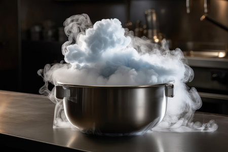 Nitrogen Ice Cream Being Prepared With Burst Of Vaporの素材