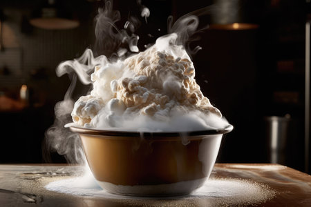 Liquid Nitrogen Cascading Over Mound Of Luscious Ice Creamの素材