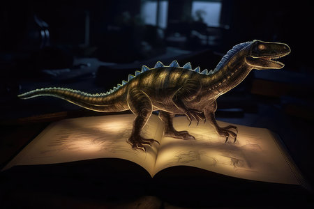 Hologram Of Dinosaur Appears From Bookの素材