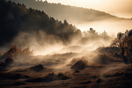 Wisps Of Smoke Blend With Fog, Creating An Ethereal Sceneの素材