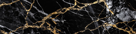 Marble Surface Texture Background Black Marble With Golden And White Veinsの素材