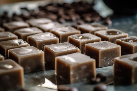Closeup Of Nitrogenfrozen Coffee Cubes Ready To Be Added To Drinksの素材