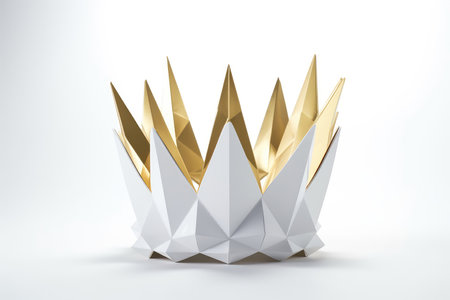 Modern Crown With Clean Lines And Geometric Shapes, Exuding Contemporary Elegance On White Backgroundの素材
