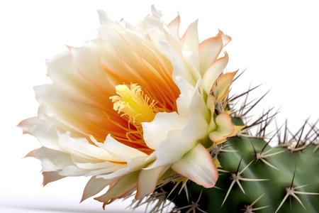 Peruvian Apple Cactus Cereus Peruvianus On White Backgroundの素材