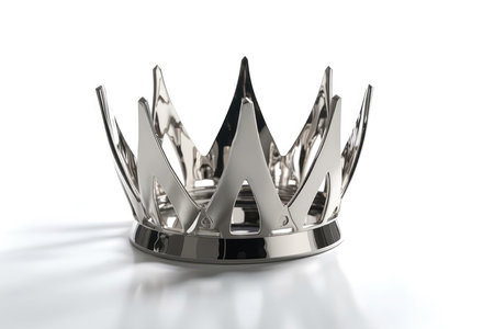 Modern And Sleek Crown Made Of Polished Metal, Exuding Minimalist Charm Against Pure White Backgroundの素材