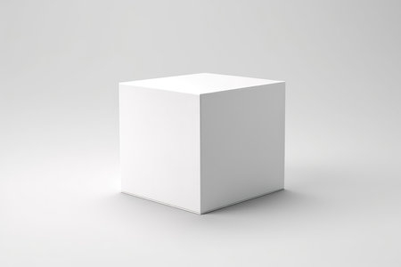 Cardboard White Box, 3D, On White Backgroundの素材