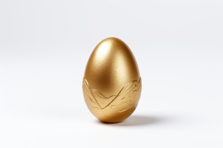 Gold Covered Chocolate Egg With White Backgroundの素材