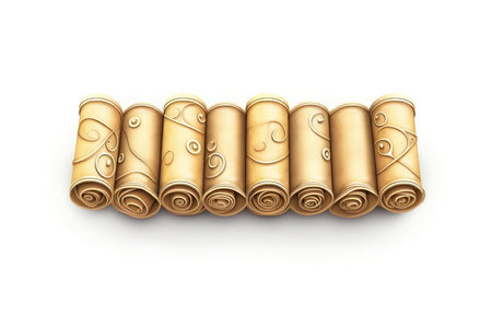 Closed Scrolls On White Background, 3Dの素材