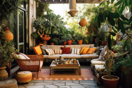 Creatively Curated Outdoor Patio With Mix Of Eclectic Furniture Eclectic Interior Designの素材