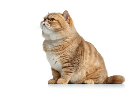 Cat Exotic Shorthair In Profile On White Backgroundの素材