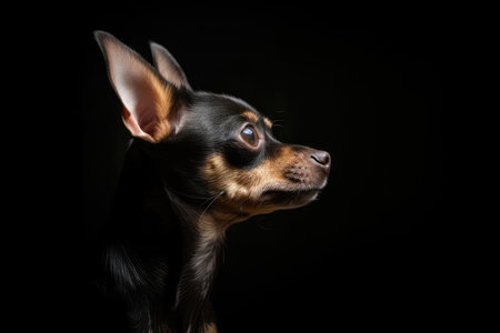 Portrait Of Dog Chihuahua In Profile On Black Matte Backgroundの素材
