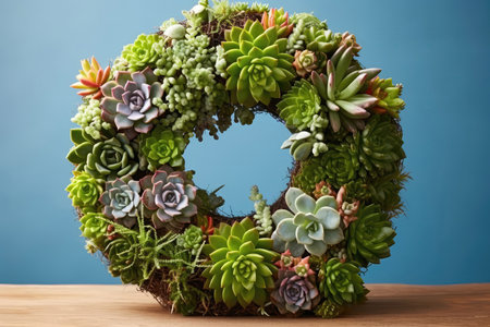 Wreath Of Succulents Showcasing Their Unique Shapes And Texturesの素材