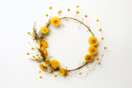 Dandelion Wreath On White Backgroundの素材