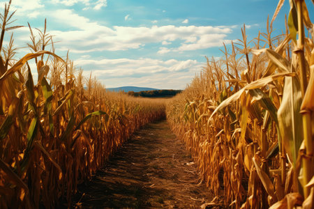 Golden Field Of Corn Stretching Towards The Horizonの素材