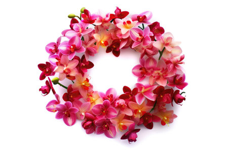 Wreath Of Orchids On White Backgroundの素材
