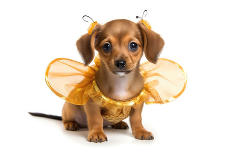 Puppy In Fairy Costume On White Backgroundの素材