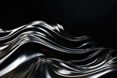 Silver Paint Strokes On Black Matte Backgroundの素材