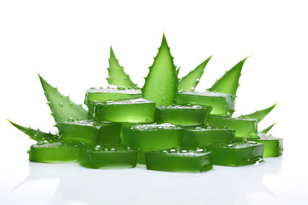 Aloe Vera Cubes On White Backgroundの素材