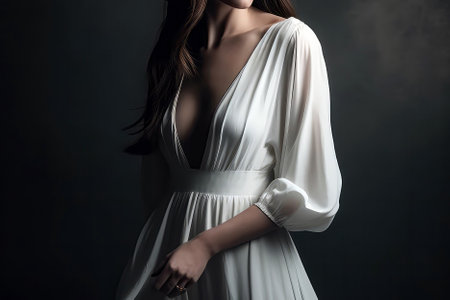 Fashion Woman In White Long Dressの素材