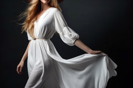 Fashion Woman In White Long Dressの素材